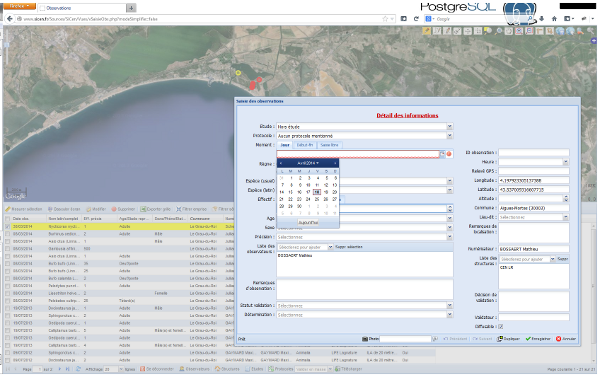 SiCEn, l'interface web cartographique de saisie des données des salariés et sympathisants du CEN L-R